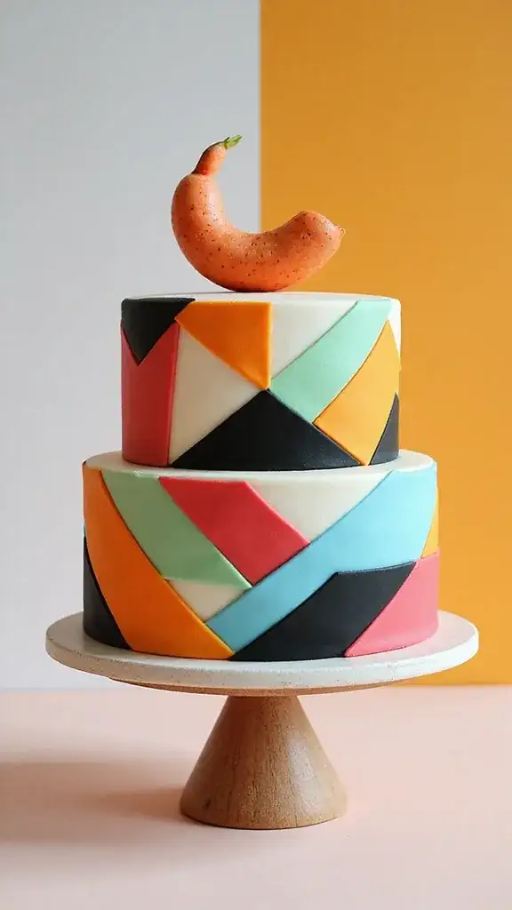 10 Mind-Blowing Bento Cake Designs That'll Leave You Speechless! - 4. Geometric Patterns