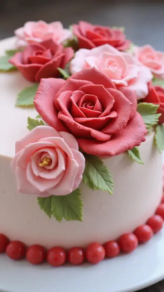 12 Adorable Bento Cake Designs for Your Boyfriend That'll Make His Heart Melt! - 4. Romantic Rose Garden