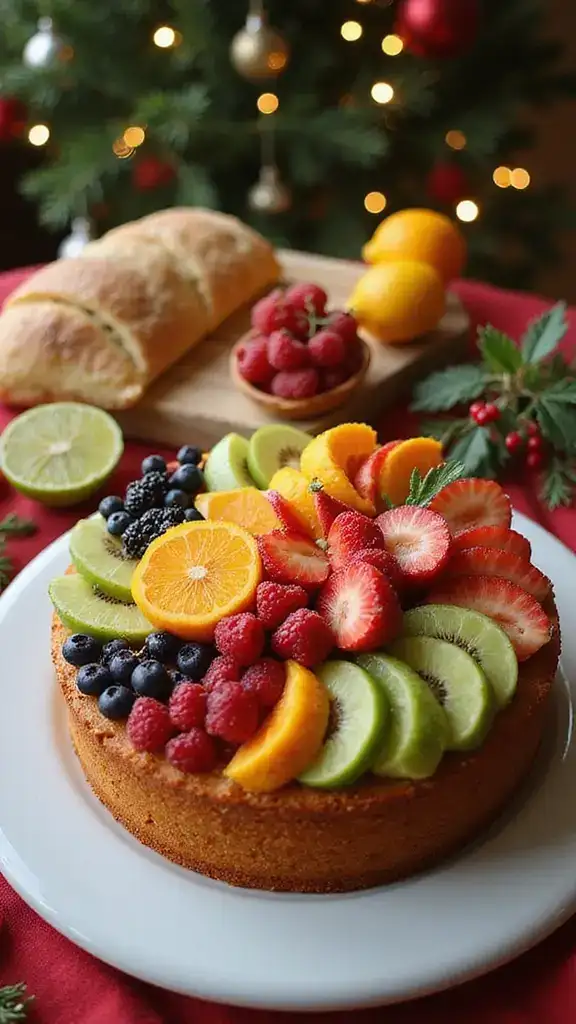12 Festive Fruit Cake Decorations to Elevate Your Holiday Baking Game! - 5. Fresh Fruit Cascade