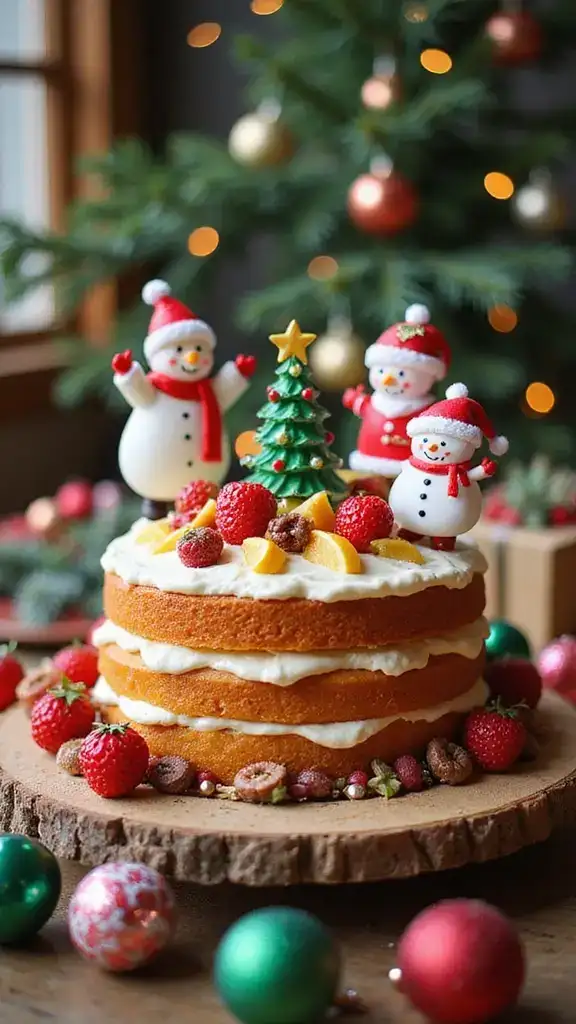 12 Festive Fruit Cake Decorations to Elevate Your Holiday Baking Game! - 7. Festive Themed Cake Toppers