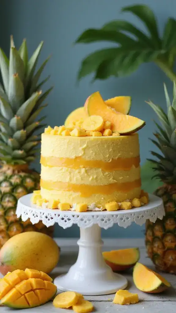 12 Fruity Pineapple Cake Recipes That Will Make Your Summer Sweet (Wait Until You Taste #8!) - 3. Pineapple Mango Chiffon Cake