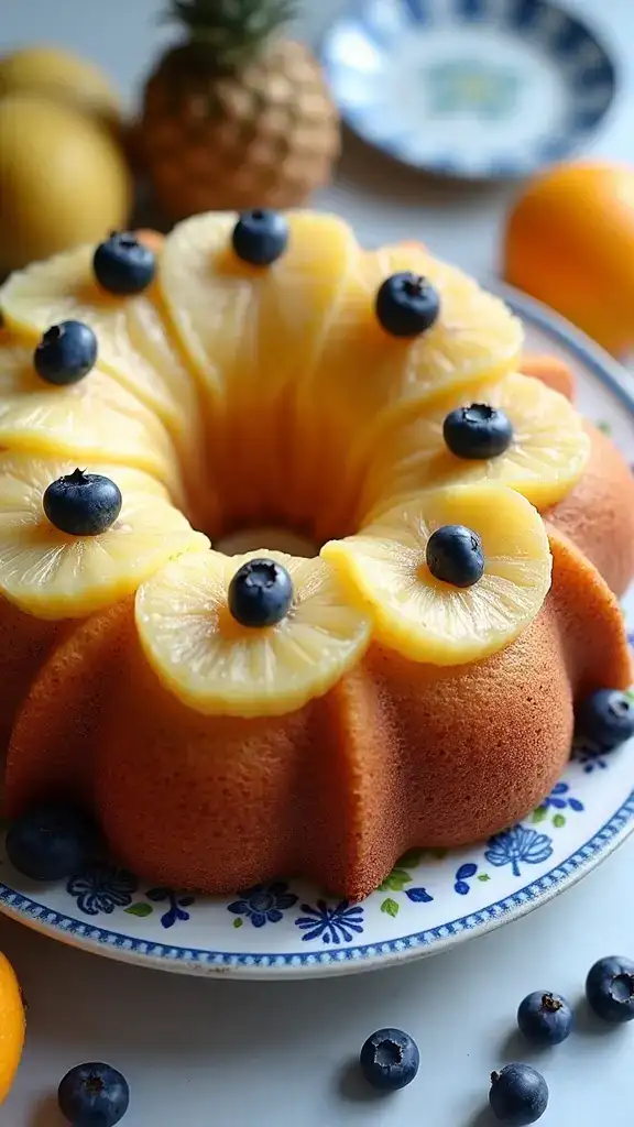 12 Fruity Pineapple Cake Recipes That Will Make Your Summer Sweet (Wait Until You Taste #8!) - 4. Pineapple and Blueberry Bundt Cake