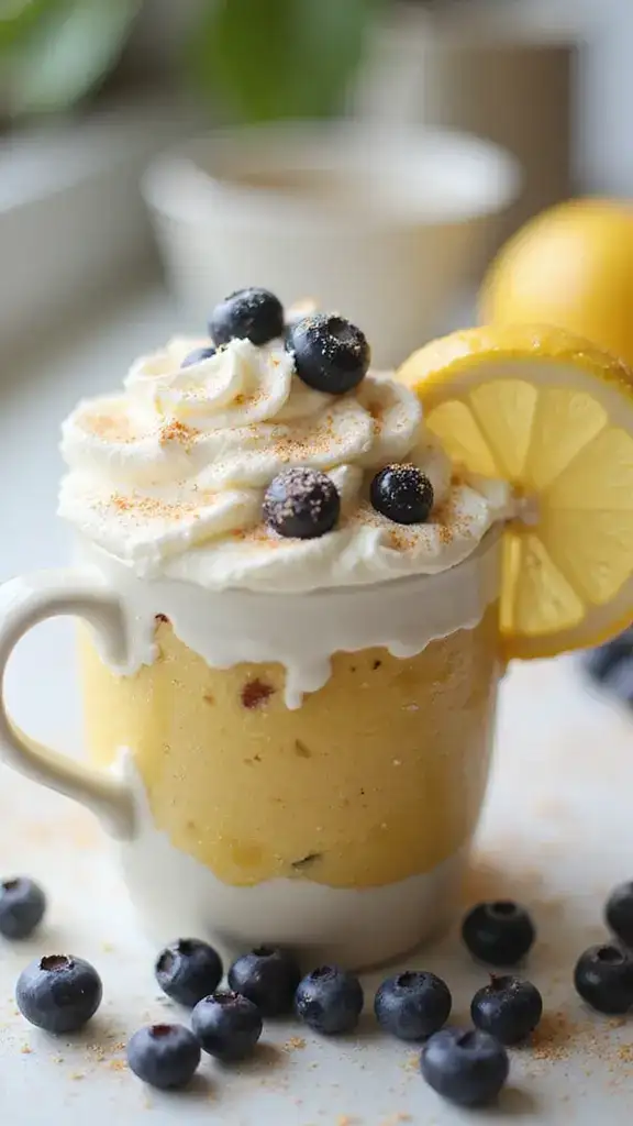 12 Gourmet Mug Cakes That Will Impress Your Dinner Guests (Trust Us on #5!) - 6. Lemon Blueberry Mug Cake