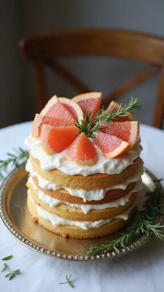 12 Refreshing Fruit Layer Cakes to Brighten Up Your Summer Parties (You’ll Love #8!) - 12. Grapefruit Rosemary Layer Cake