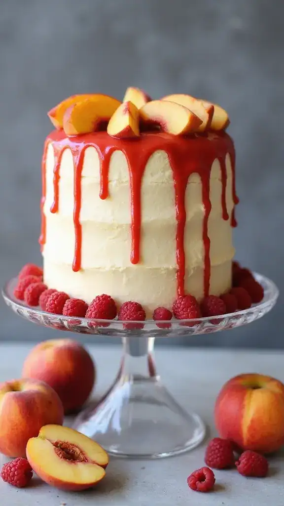 12 Refreshing Fruit Layer Cakes to Brighten Up Your Summer Parties (You’ll Love #8!) - 4. Peach Melba Layer Cake