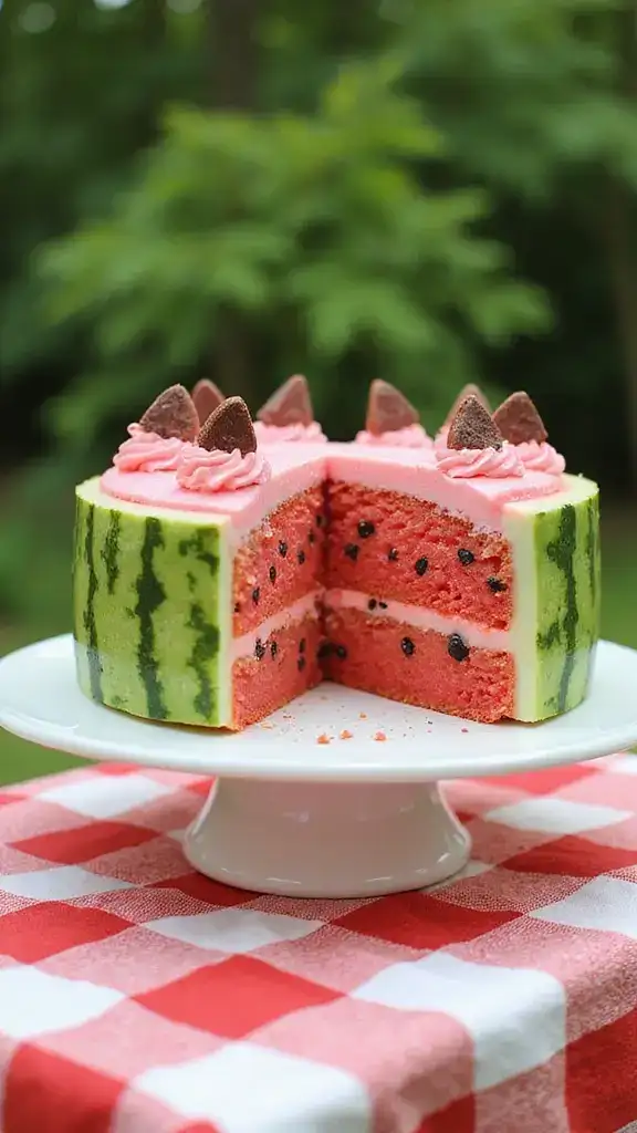 12 Refreshing Fruit Layer Cakes to Brighten Up Your Summer Parties (You’ll Love #8!) - 5. Watermelon Layer Cake