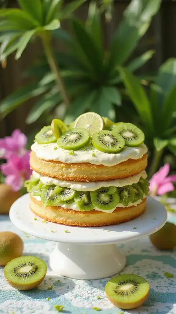 12 Refreshing Fruit Layer Cakes to Brighten Up Your Summer Parties (You’ll Love #8!) - 6. Kiwi Lime Layer Cake