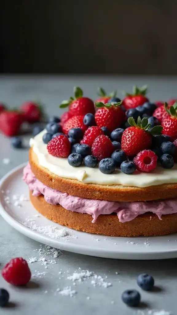 12 Refreshing Fruit Layer Cakes to Brighten Up Your Summer Parties (You’ll Love #8!) - 8. Mixed Berry Mascarpone Layer Cake