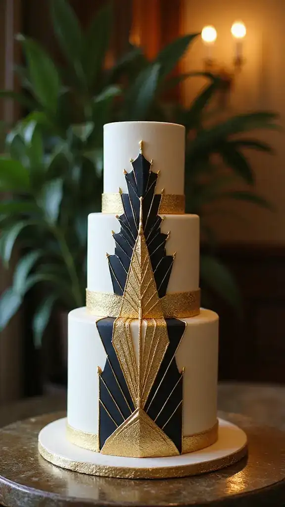 13 Vintage Cake Ideas That Will Make Your Celebration Unforgettable (#5 Is Pure Magic!) - 4. Art Deco Elegance