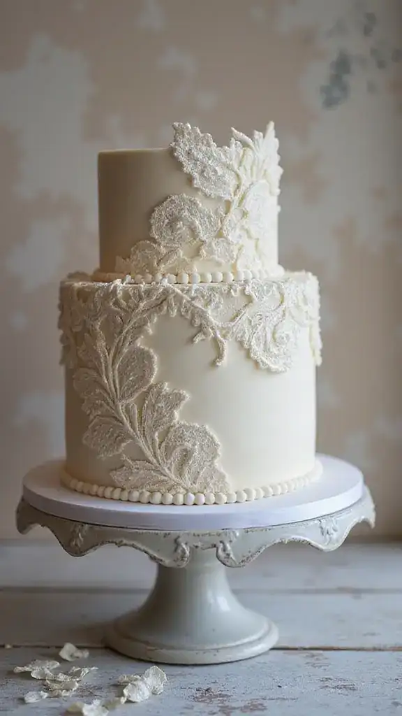 13 Vintage Cake Ideas That Will Make Your Celebration Unforgettable (#5 Is Pure Magic!) - 6. Vintage Lace Details