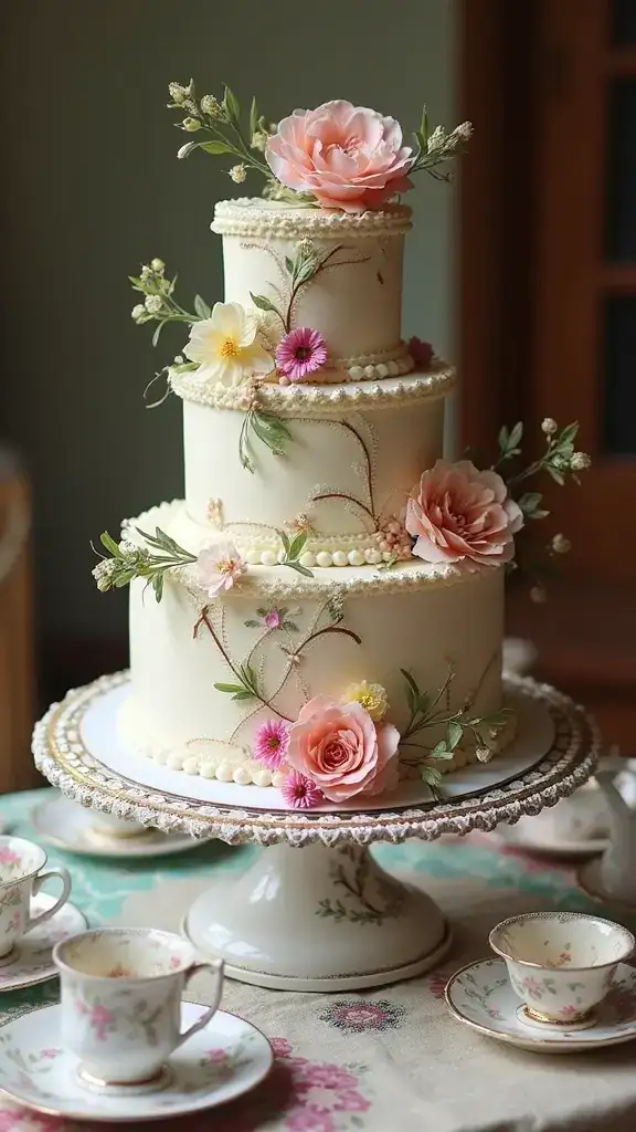13 Vintage Cake Ideas That Will Make Your Celebration Unforgettable (#5 Is Pure Magic!) - 8. Victorian Tea Party Cakes