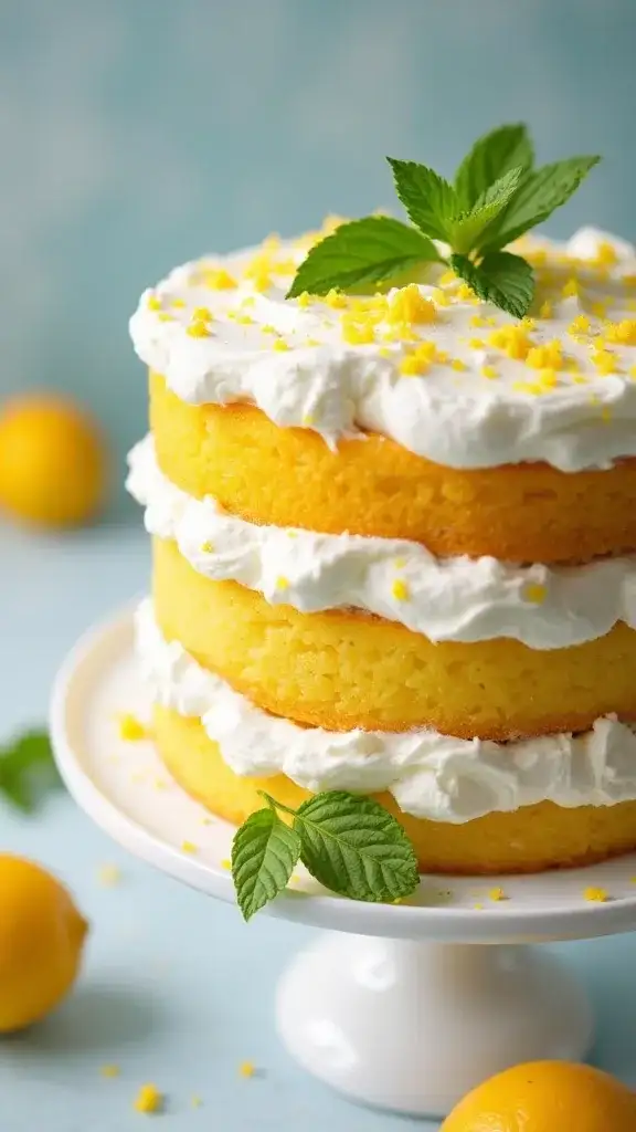 14 Delicious Vegan Lemon Cake Recipes That Even Non-Vegans Will Love! - 5. Vegan Lemon Layer Cake with Coconut Whipped Cream