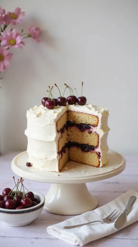 14 Unique Cherry Cake Variations That Will Blow Your Mind! - 7. Cherry Vanilla Layer Cake