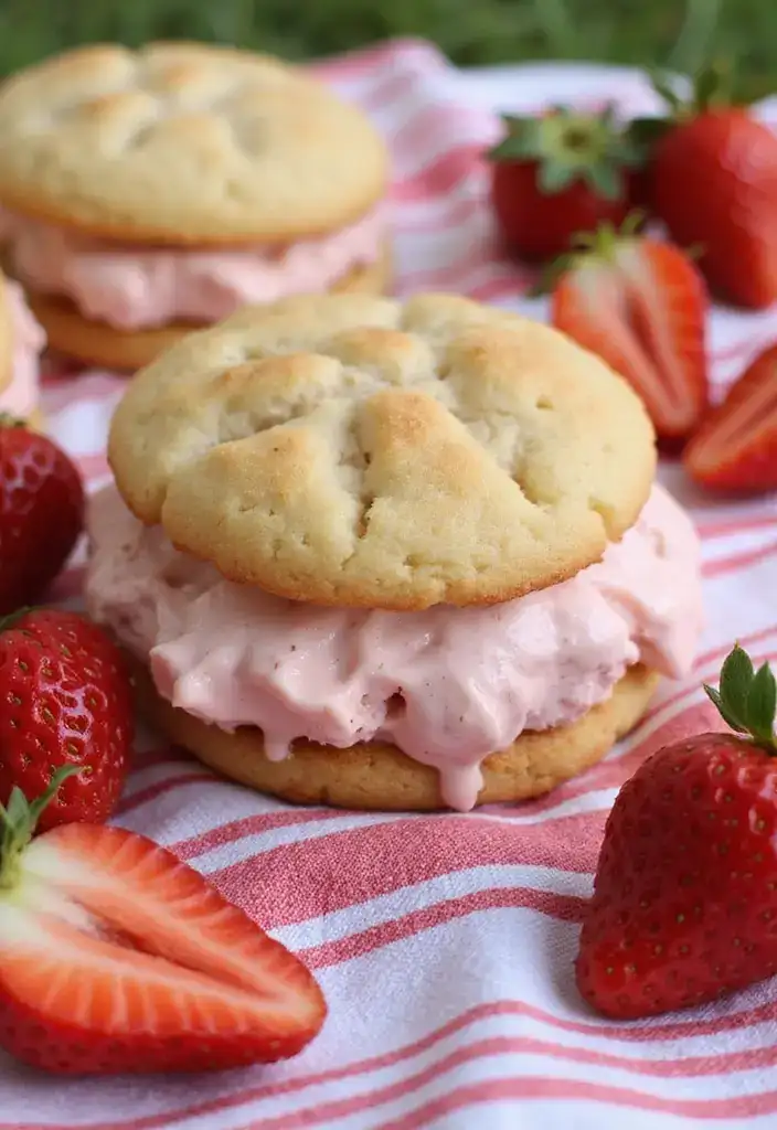 15 Delectable Strawberry Shortcake Variations You Can't Miss This Summer! - 5. Strawberry Shortcake Ice Cream Sandwiches
