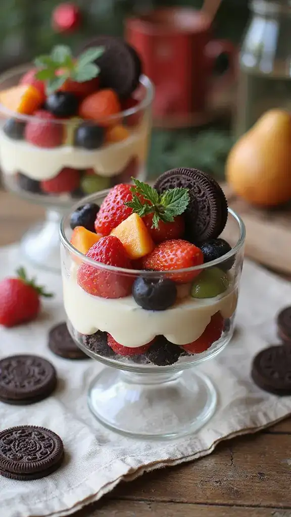 15 Festive Oreo Cake Ideas That Will Brighten Up Your Holiday Table! - 14. Oreo Fruit Trifle