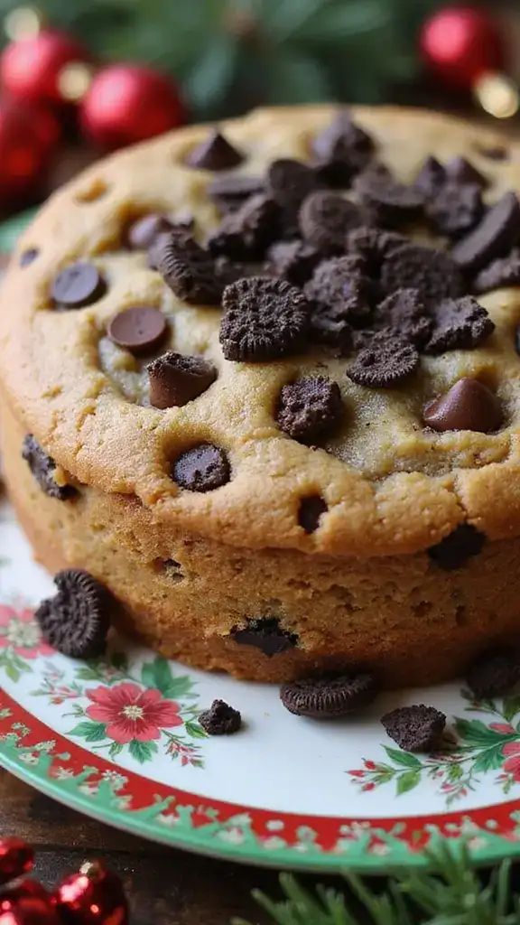 15 Festive Oreo Cake Ideas That Will Brighten Up Your Holiday Table! - 4. Oreo Chocolate Chip Cookie Cake