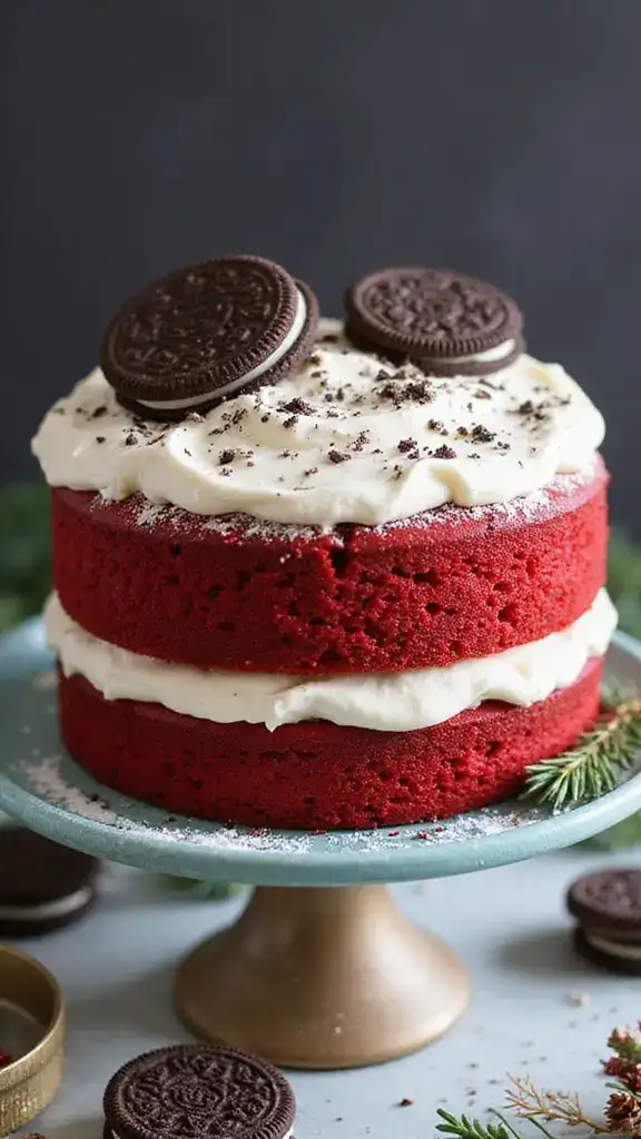 15 Festive Oreo Cake Ideas That Will Brighten Up Your Holiday Table! - 8. Red Velvet Oreo Cake