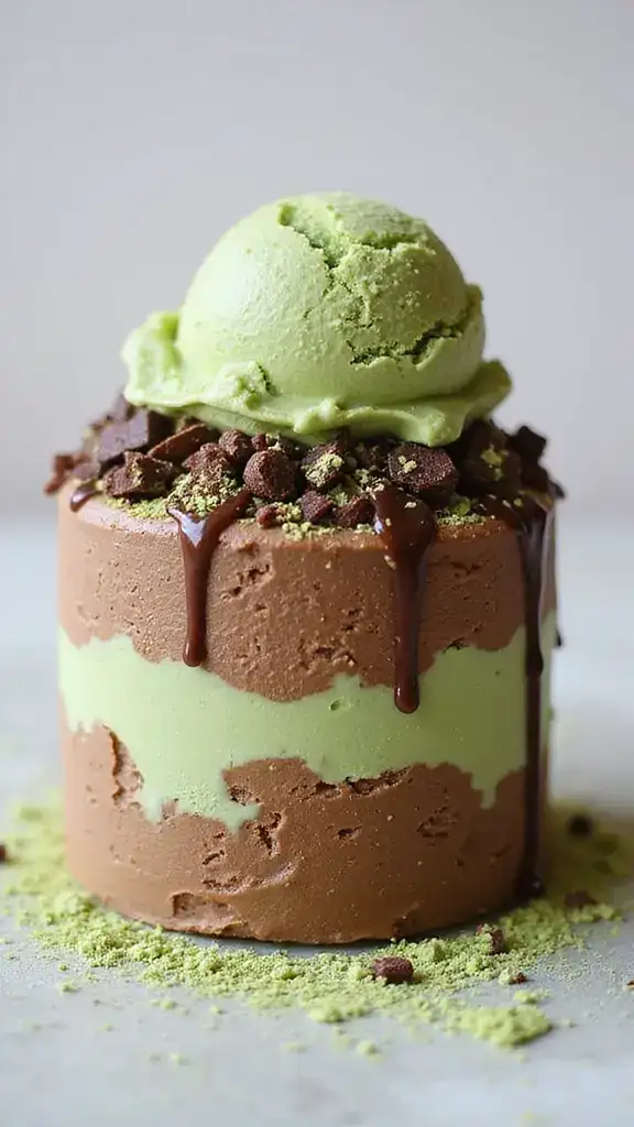18 Stunning Layered Ice Cream Cakes That Are Almost Too Pretty to Eat (#6 Is a Showstopper!) - 13. Choco-Matcha Fusion