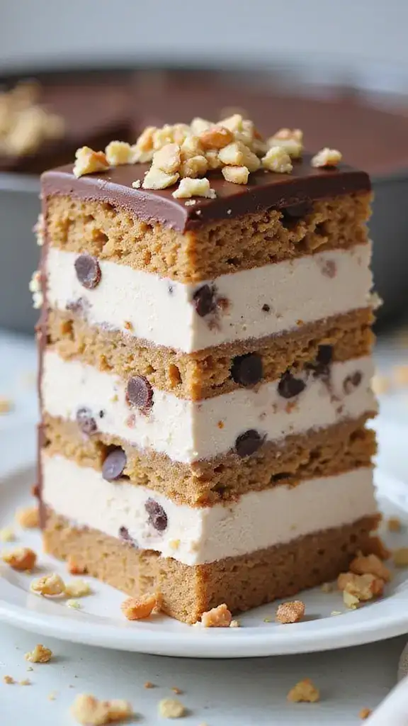 18 Stunning Layered Ice Cream Cakes That Are Almost Too Pretty to Eat (#6 Is a Showstopper!) - 7. Nutty Chocolate Chip Heaven