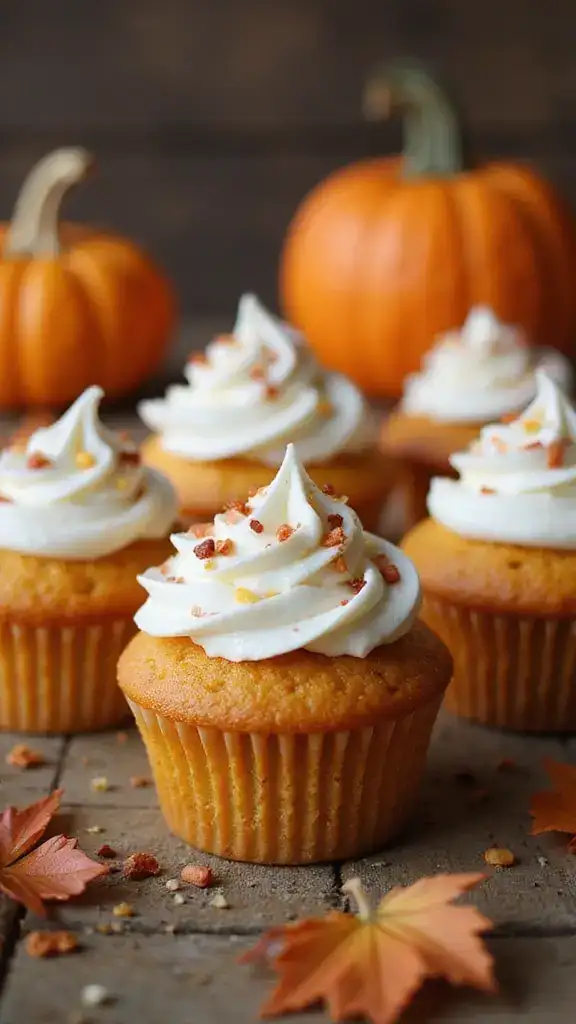 20 Seasonal Pumpkin Cake Recipes That Capture the Essence of Autumn (You Can't Miss #4!) - 13. Mini Pumpkin Cupcakes with Cream Cheese Frosting