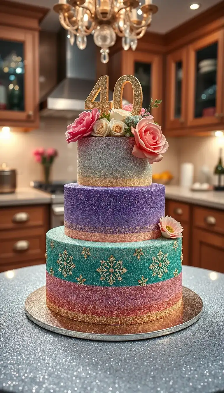 40 and fabulous glitter cake