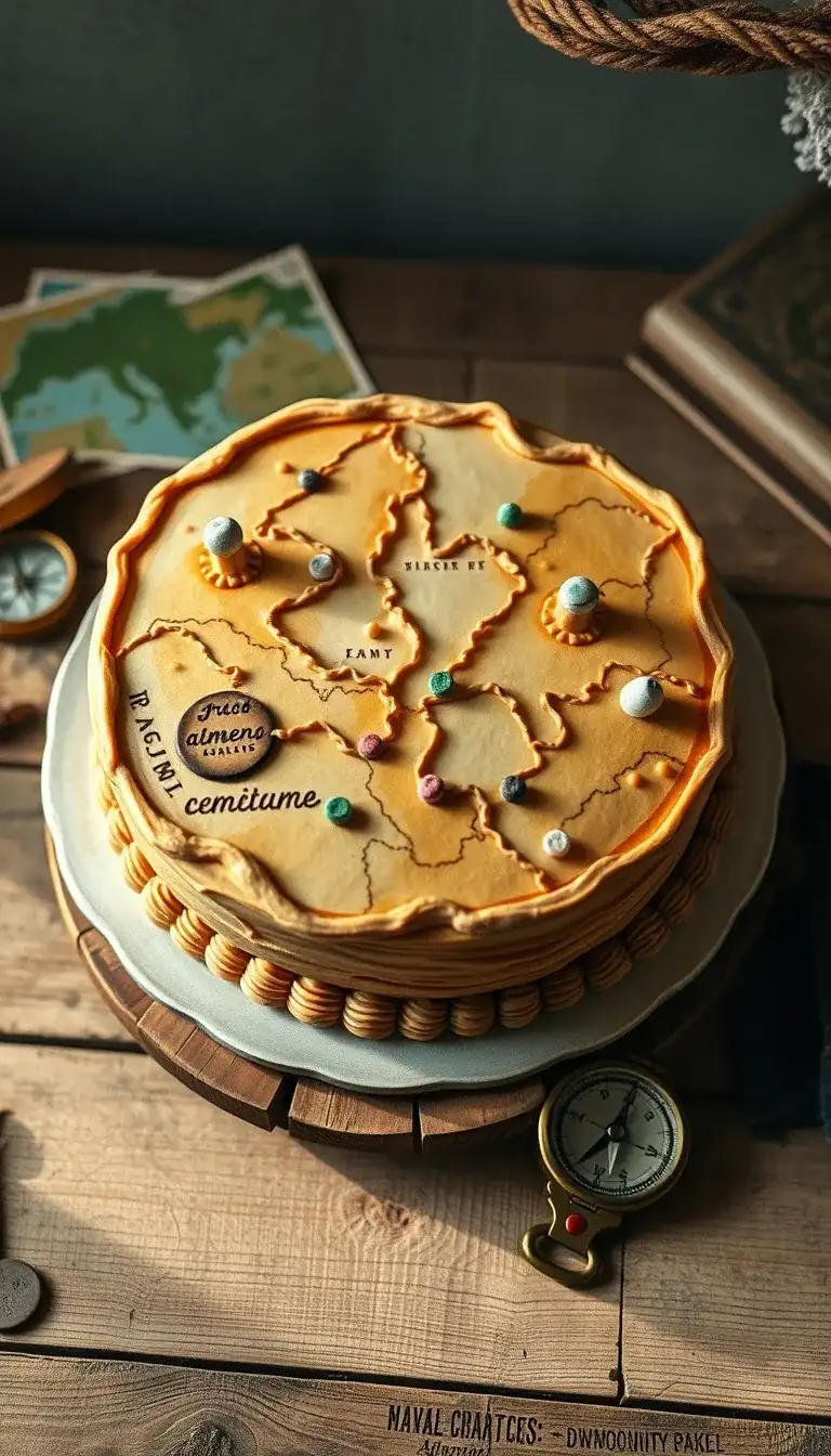 adventure awaits map cake
