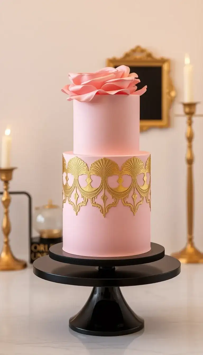 art deco rose cake