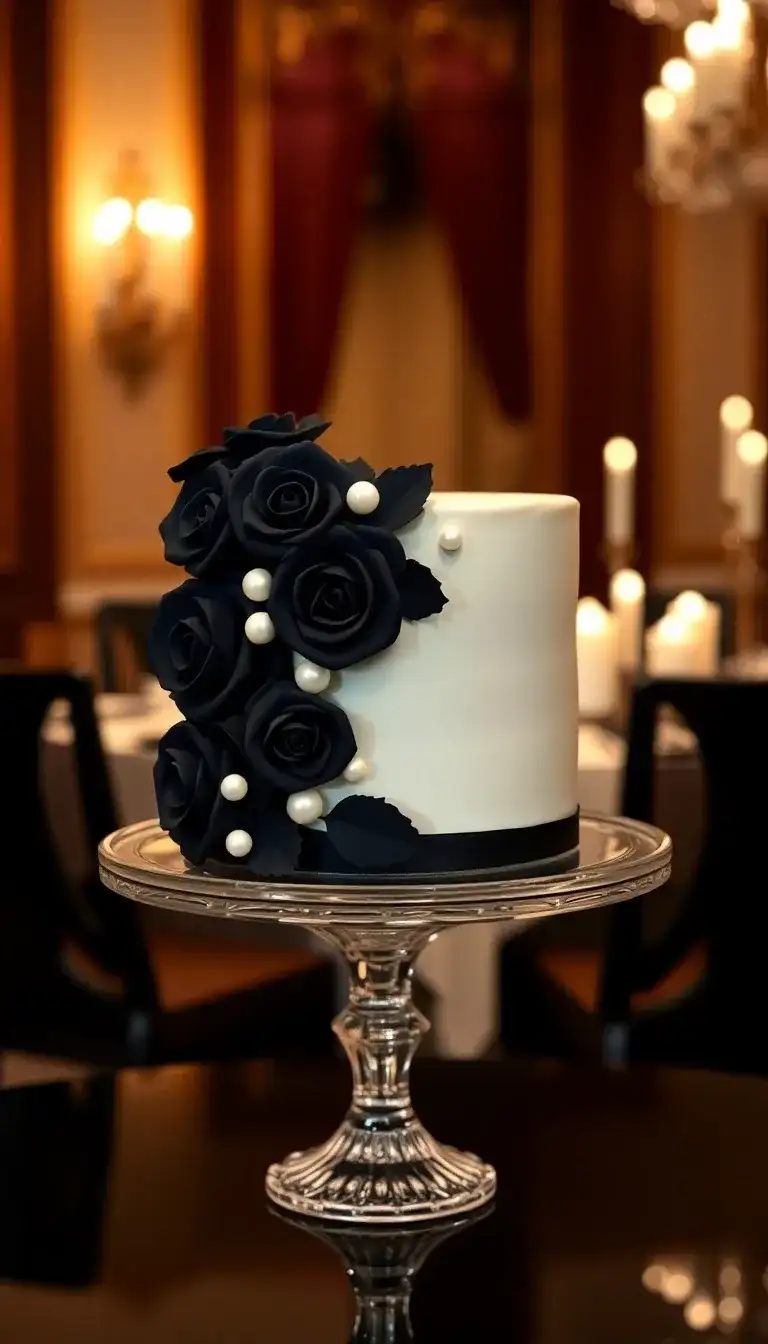 Black Rose and White Pearl Cake2.webp