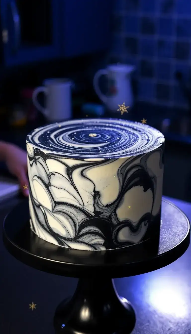 Black and White Galaxy Cake2.webp