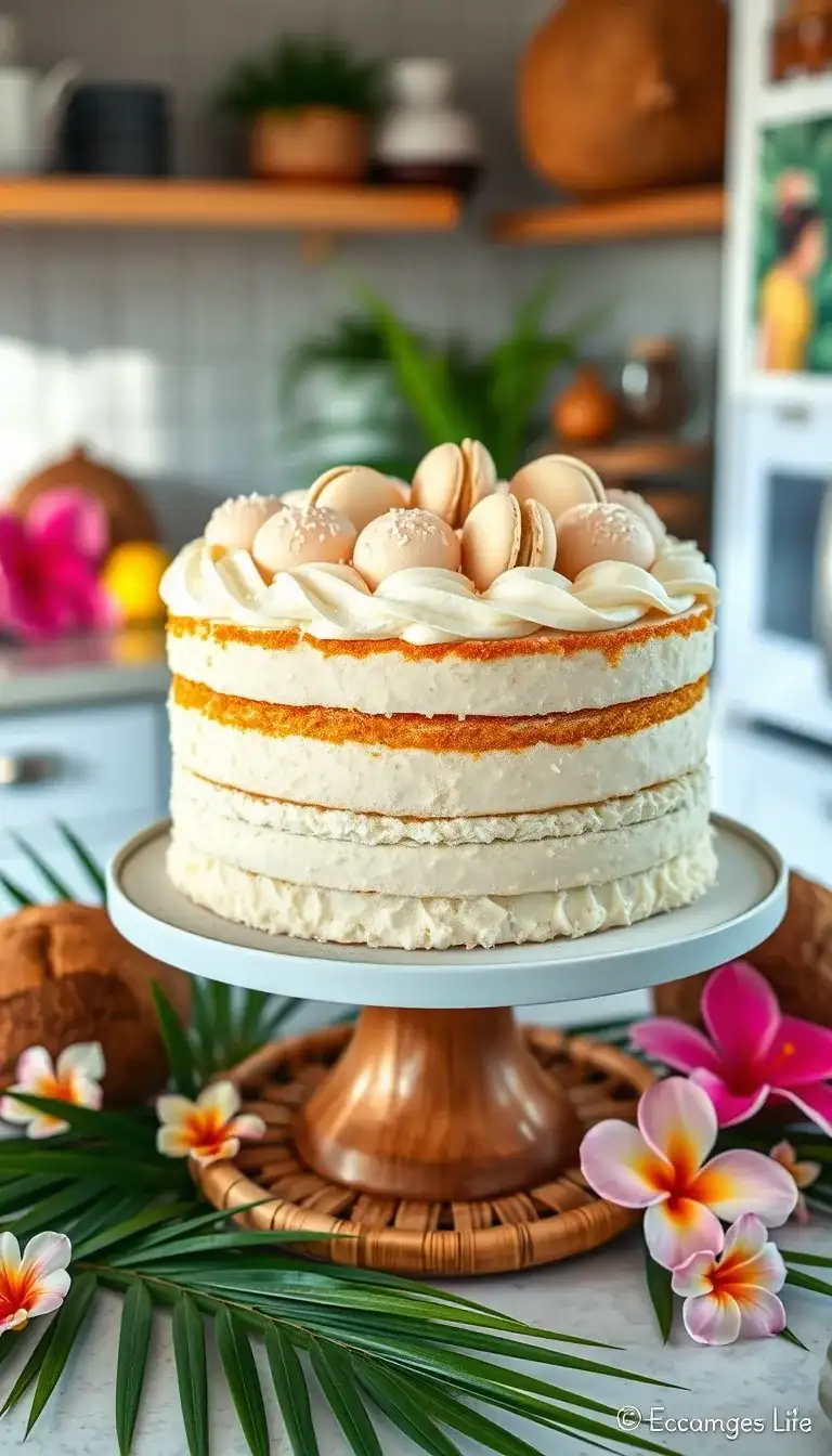 coconut macaron cake
