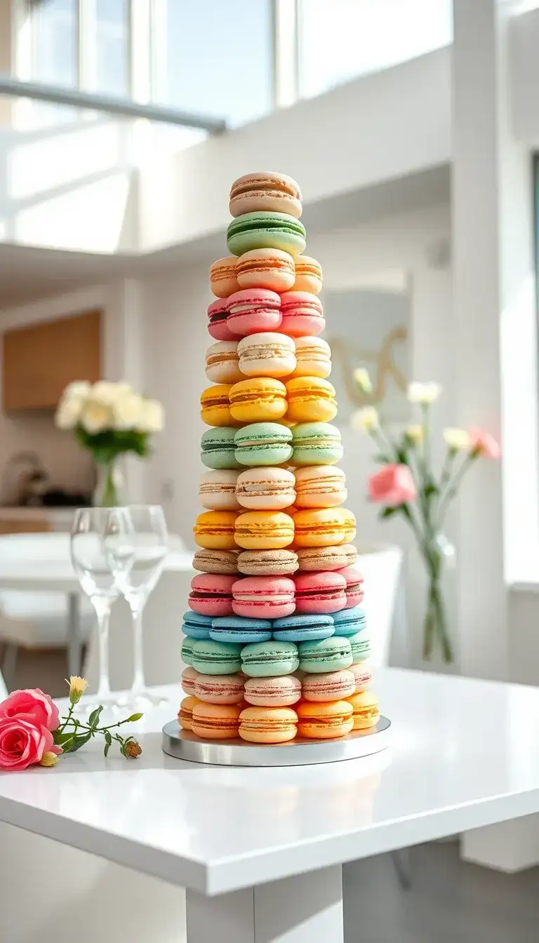 delicate macaron tower cake
