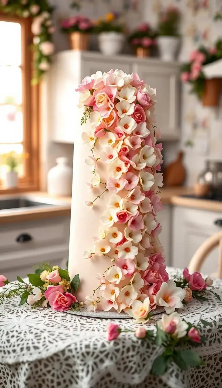 elegant floral cascade cake