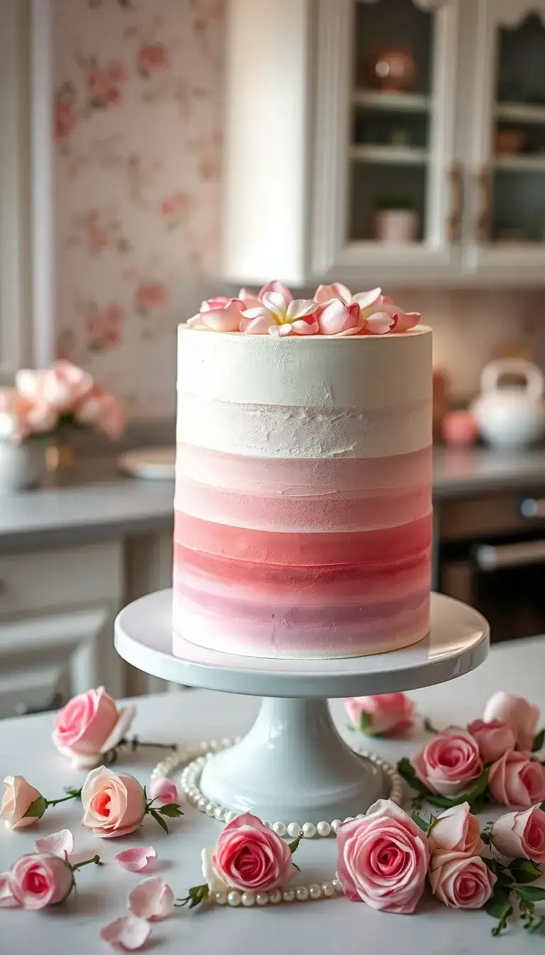 elegant ombré rose cake