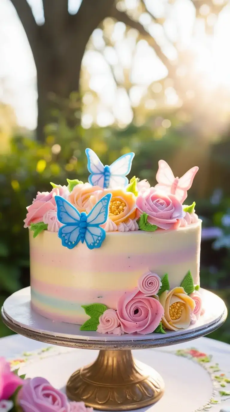 floral buttercream butterfly cake