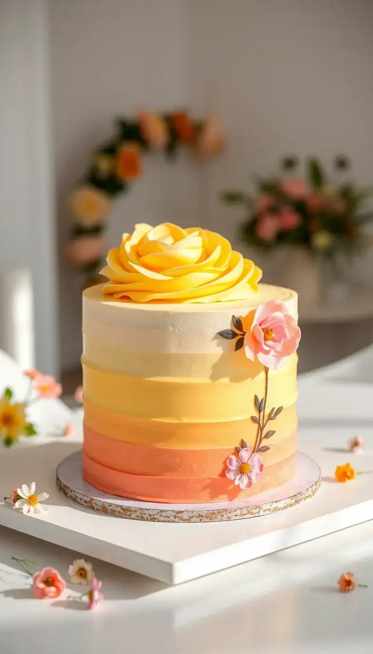 floral ombre vanilla cake