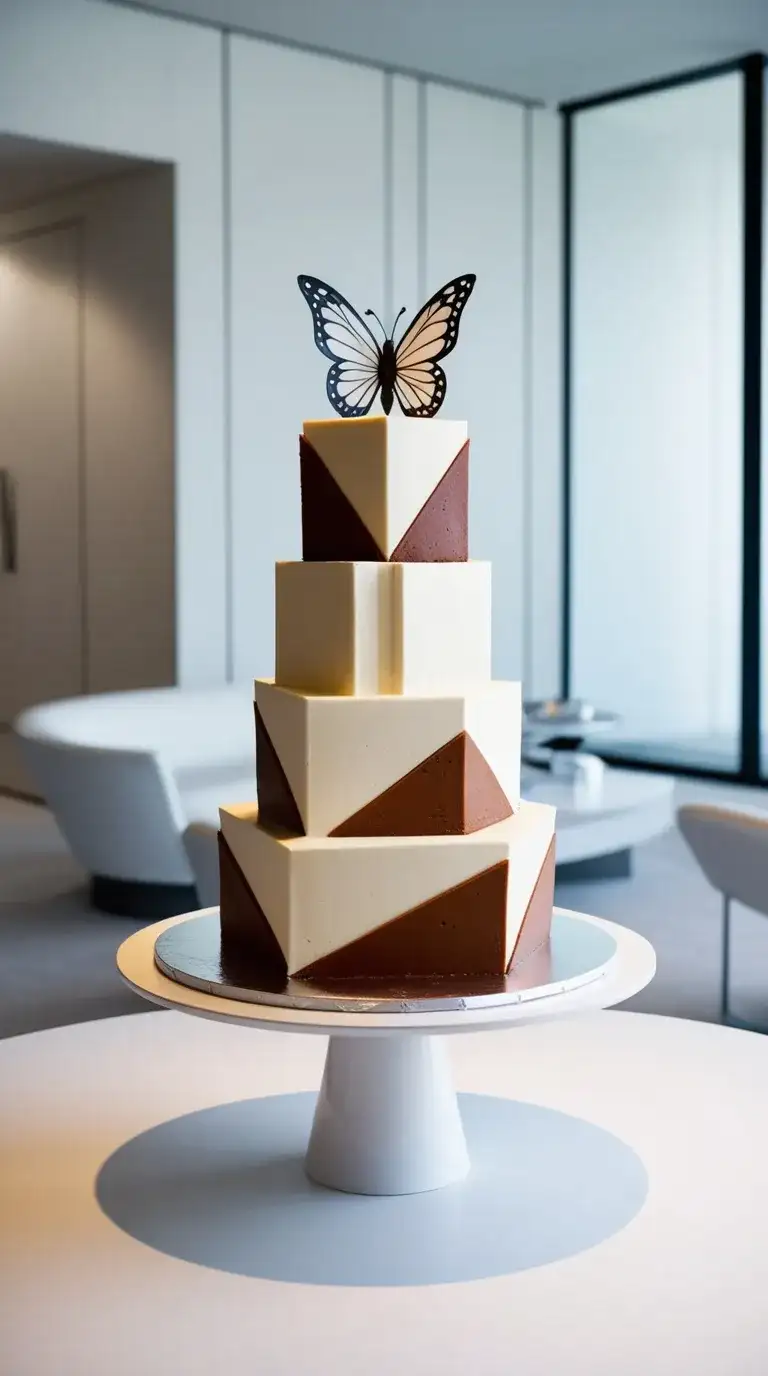 geometric butterfly sculpture cake