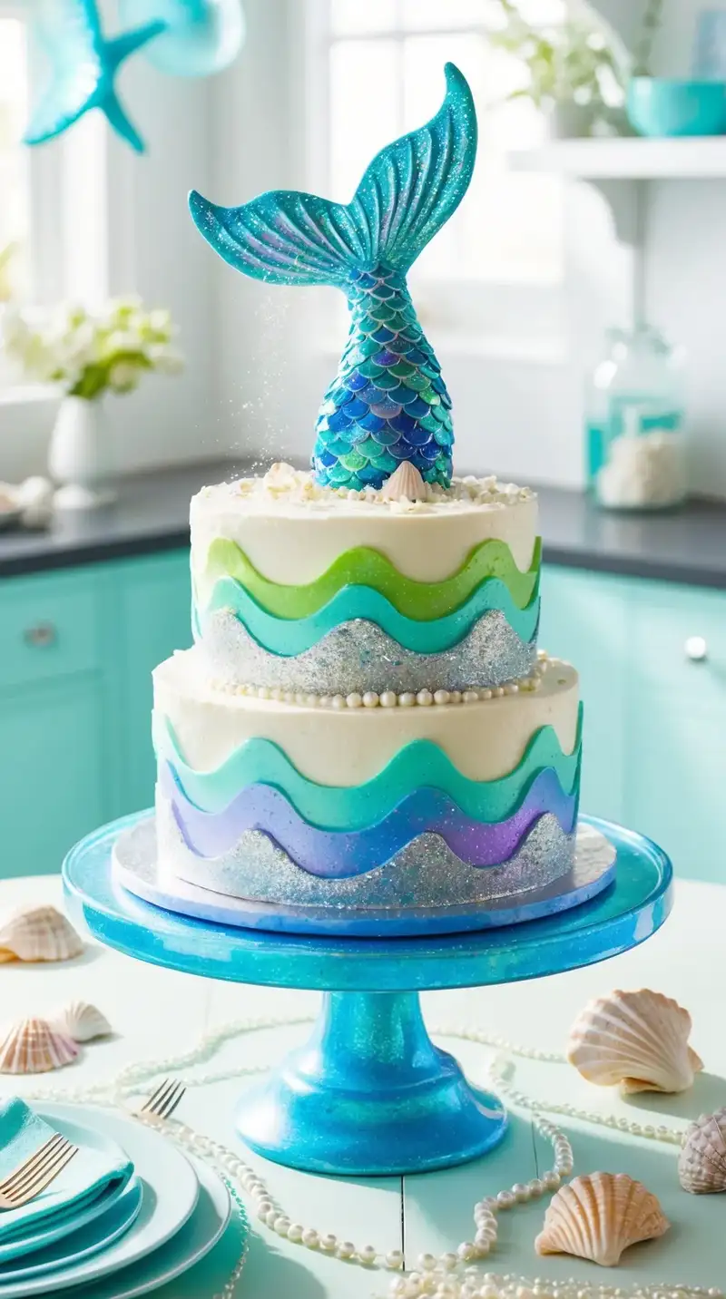 glittering mermaid cake