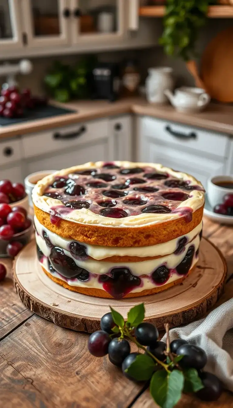 grape and ricotta pudding cake