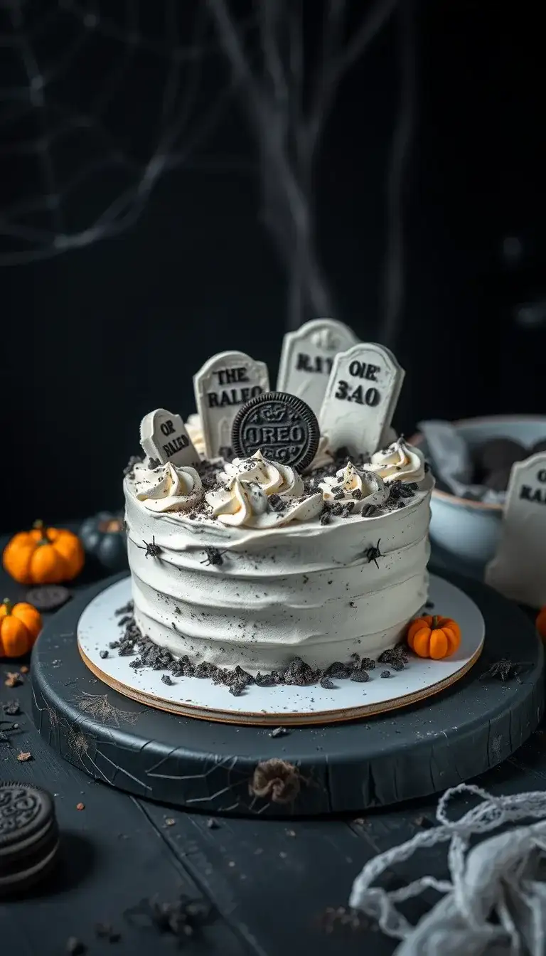 halloween oreo graveyard cake