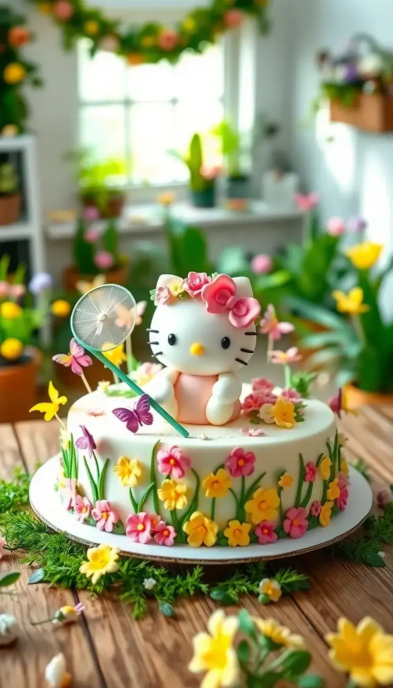 Hello Kitty Butterfly Garden Cake1.webp