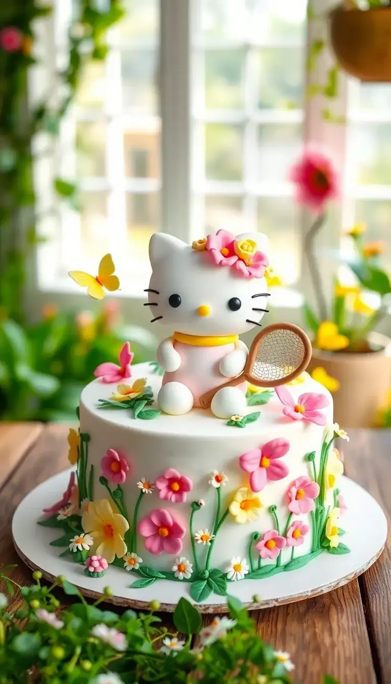 Hello Kitty Butterfly Garden Cake2.webp