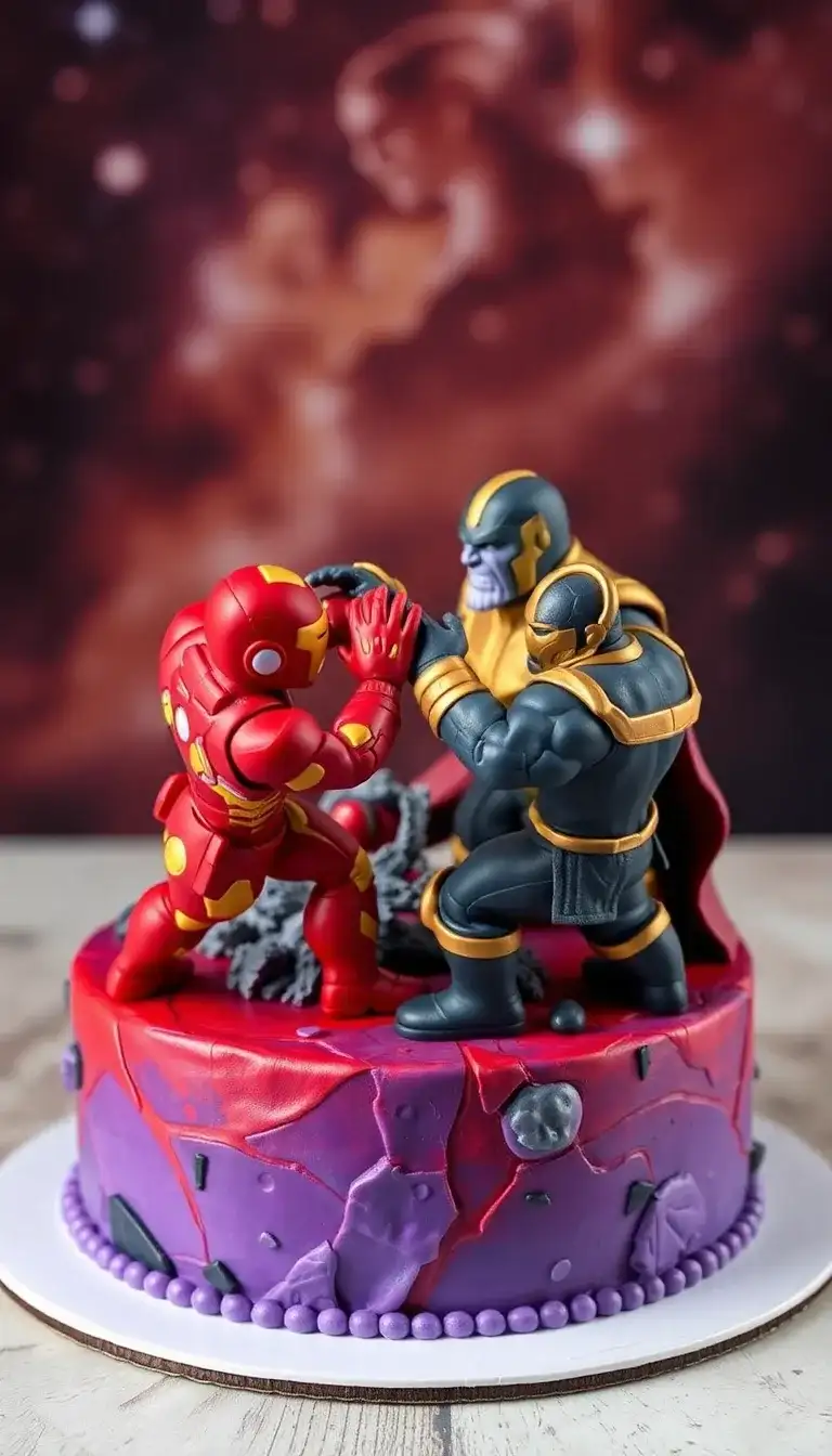 Iron Man vs. Thanos Theme Cake1.webp