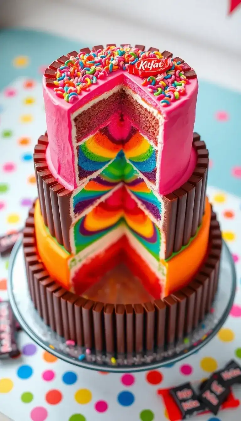 KitKat Rainbow Surprise Cake2.webp