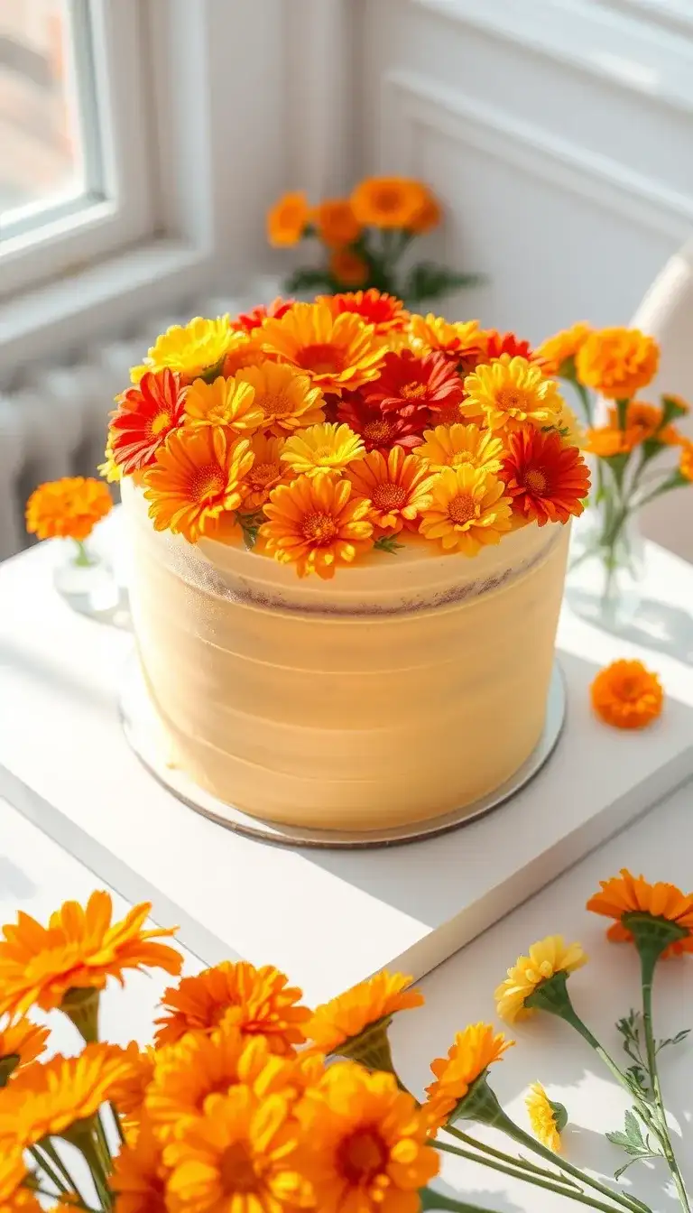 marigold marzipan cake