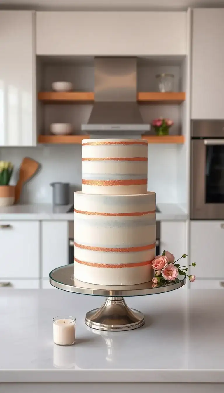minimalist rose gold stripe cake
