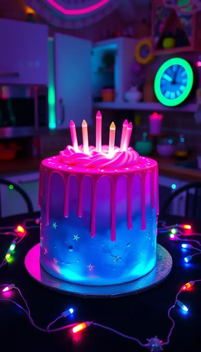 neon lights cake