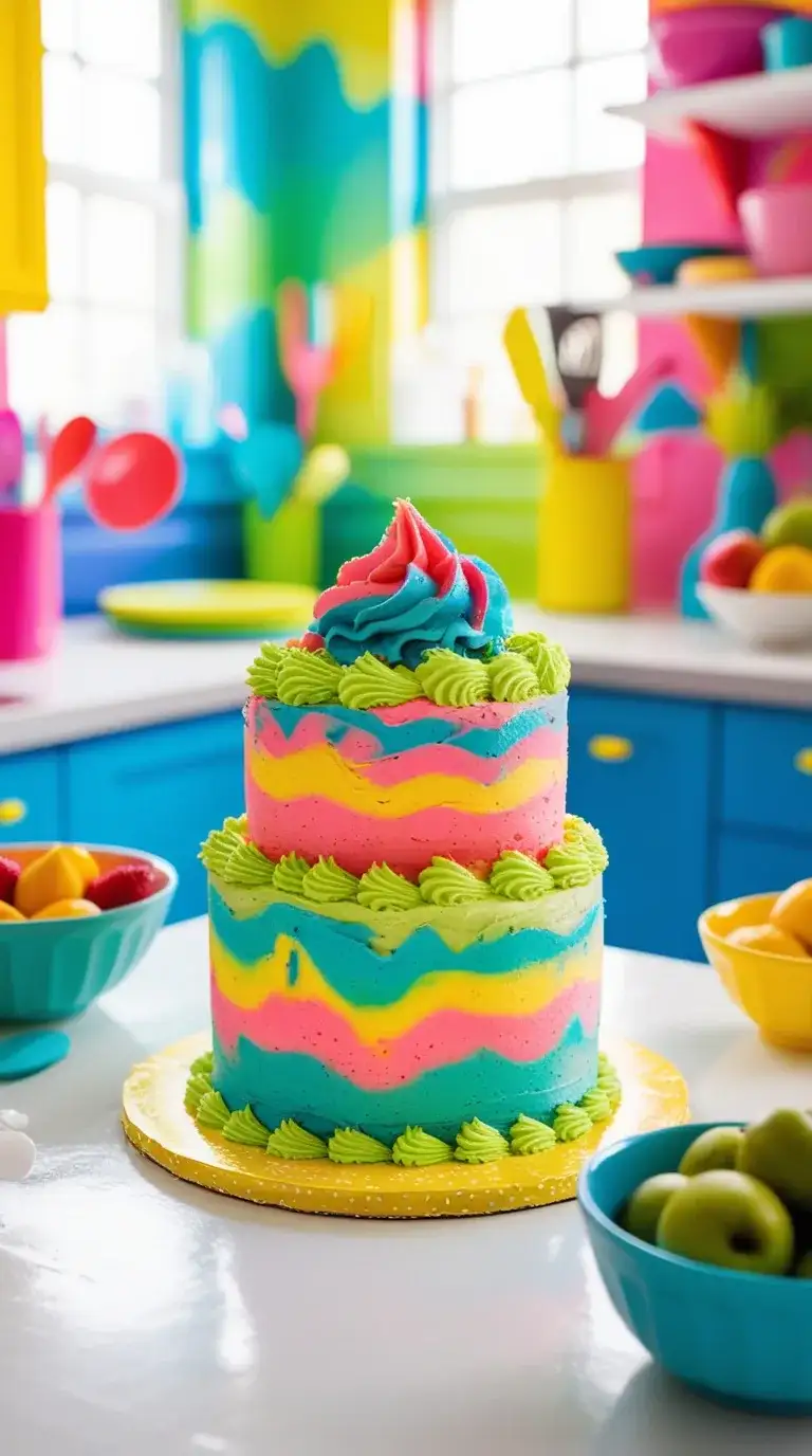 neon tie-dye cake