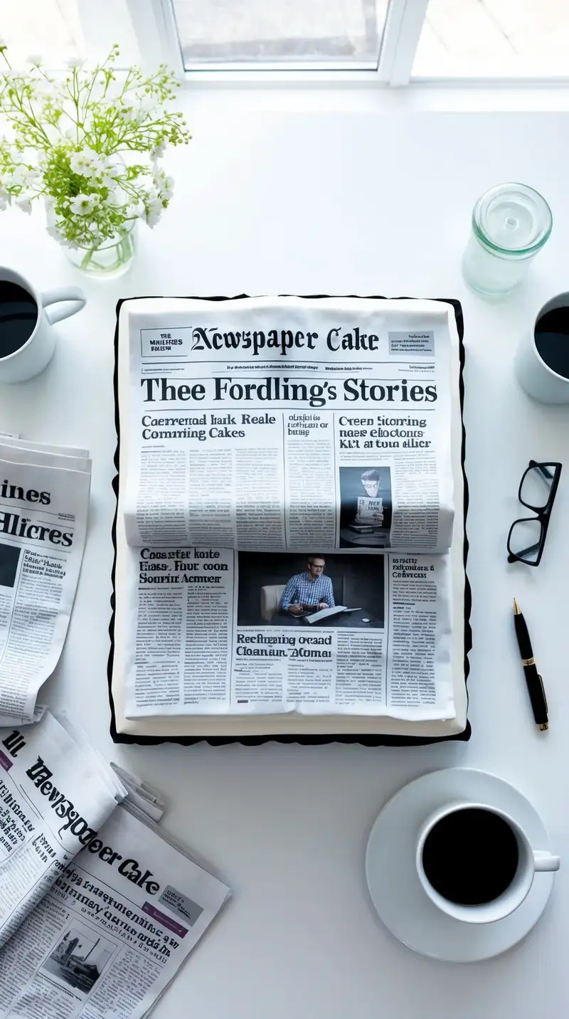 Newspaper Cake with Headlines