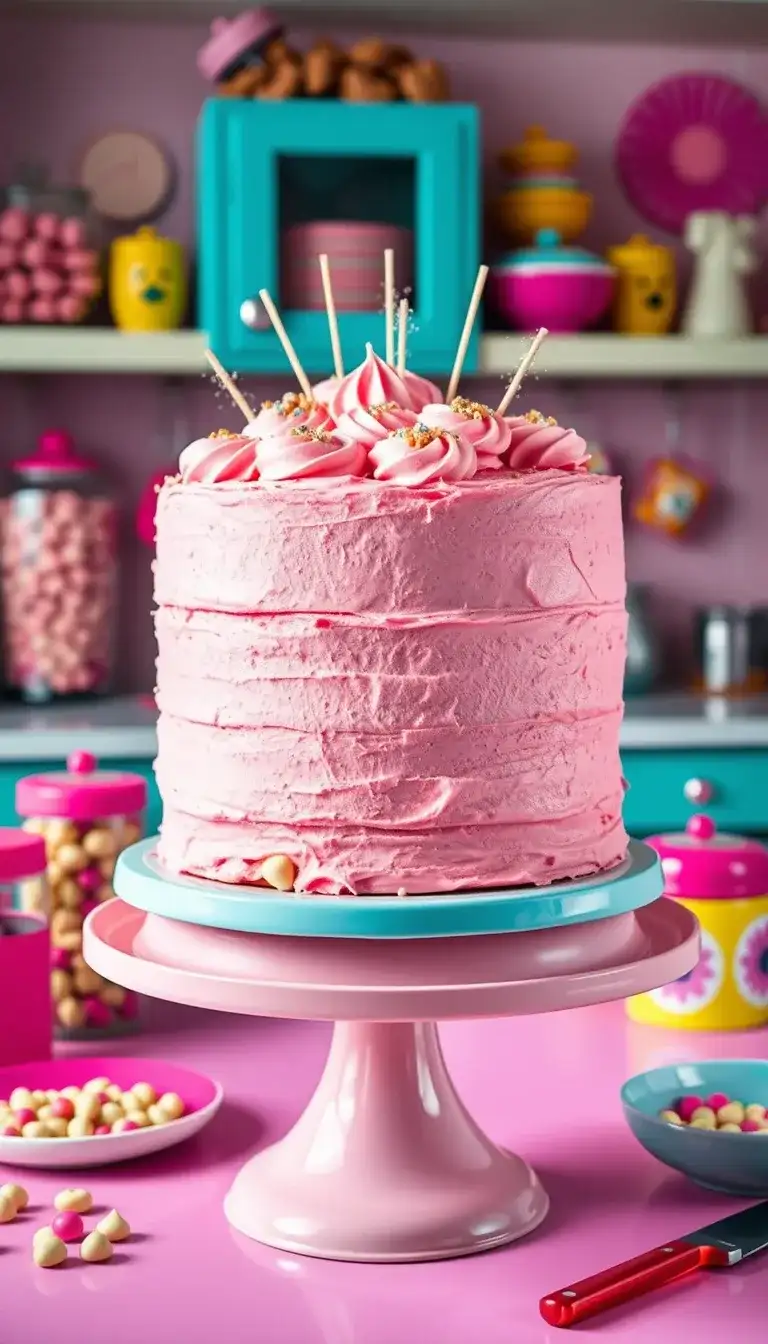 pink cookie dough layer cake