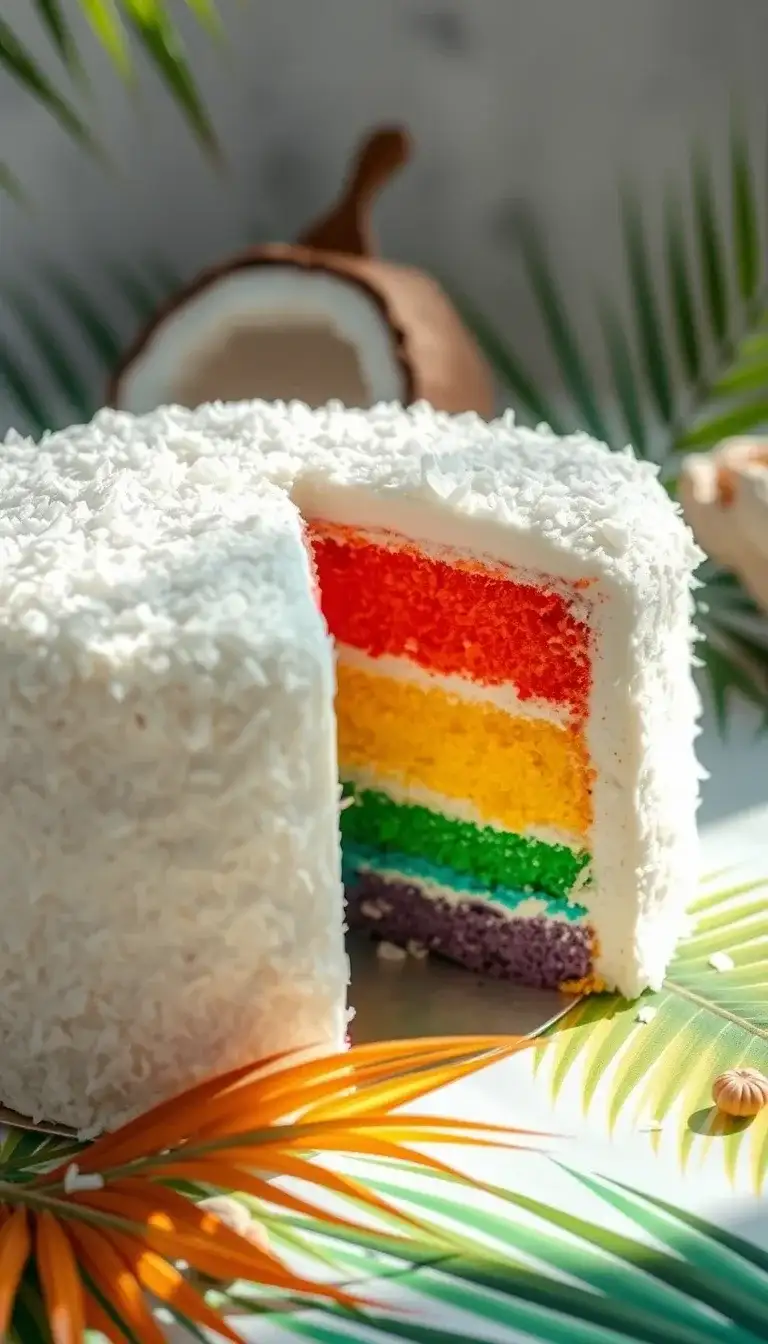 rainbow coconut cake